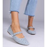 Gemre Blue ballet flats with studs and buckle Salos | Shoptok.si
