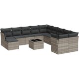 Maison Chic Seti vrtnega pohištva - Vrtna garnitura - Vrtni pohištvo set 12-delna z blazinami siva poli ratan, (21809719) | Shoptok.si