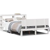Maison Chic Posteljni okvir - Dvoposteljna postelja - Zakonska postelja z vzglavjem bel 120x190 cm trdna borovina, (21693404) | Shoptok.si
