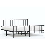  Metalni okvir kreveta uzglavlje i podnožje crni 193x203 cm | shoptok.hr