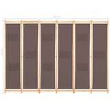 vidaXL Paravan 6-delni 240x170x4 cm rjavo blago | Shoptok.si