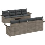 vidaXL 9-dijelni vrtni set sofe s jastučićima sivo poliratan, 2-sjedna vrtna sofa s pohranom i jastučićima sivo poliratan | shoptok.hr