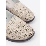 GOODIN Beige perforated low-heeled sandals | Shoptok.si