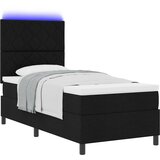 vidaXL Postelja s škatlasto vzmetjo z vzmetnico & LED Črna 100x200 cm Tkanina | Shoptok.si