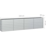 vidaXL Povišena vrtna gredica 320 x 40 x 77 cm pocinčani čelik srebrna | shoptok.hr