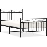  The Living Store Kovinski posteljni okvir z vzglavjem in vznožjem črn 100x190 cm - Posteljni Okvir, (21502788) | Shoptok.si