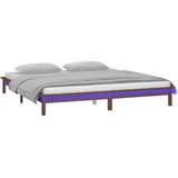  LED okvir za krevet smeđa boja meda 140 x 190 cm masivno drva | shoptok.hr