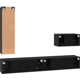 vidaXL Set TV komoda s policom Ostalo s pohranom s vratima 4 pcs Crni hrast 30.5 x 30 x 110 cm | shoptok.hr
