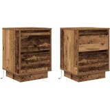  Noćni ormarići s LED svjetlima 2 kom boja drva 38x34x50 cm | shoptok.hr