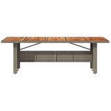  Vrtna miza z leseno akacijevo ploščo siva 240x90x75 cm PE ratan | Shoptok.si