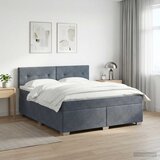 Krevet s box springom madracem i LED-om Tamnosiva 160 x 200 cm - Tamnosiva 160 x 200 cm Prošiveno gumbima Cijene
