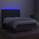  Box spring postelja z vzmetnico LED temno siva 140x200 cm blago, (20789253) | Shoptok.si