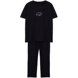 Trendyol men's black regular fit embroidered knitted pajama set cene