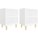  Noćni ormarići s drvenim nogama 2 kom bijeli 40 x 30 x 50 cm | Eponuda.com