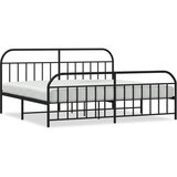 The Living Store Kovinski posteljni okvir z vzglavjem in vznožjem črn 193x203 cm - Posteljni Okvir, (21527121) | Shoptok.si