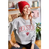Olalook Women's Gray Houston Printed Shark Sweatshirt