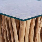  Stolić za kavu sa staklenom površinom 66x66x40 cm od tikovine | shoptok.hr