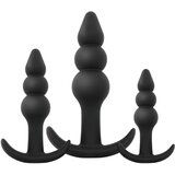 EasyToys set analnih plugova s kuglicama - 3 dijela (crna) u
