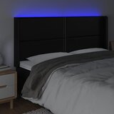  LED uzglavlje crno 183 x 16 x 118/128 cm od umjetna koža | shoptok.hr