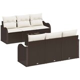  7-delni vrtni kavčni set z blazinami Rjav poli ratan, (22092615) | Shoptok.si