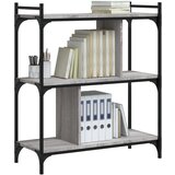  Regal za knjige s 3 razine siva boja hrasta 76x32x88 cm drveni | Eponuda.com