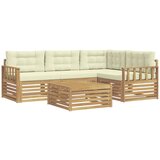 vidaXL Zunanja garnitura za sedenje 6 pcs Bela in krem Poliester, (5000281767) | Shoptok.si