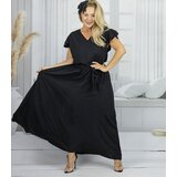 Pri Long dress tied at the waist with short sleeves with frill CELINA | shoptok.hr