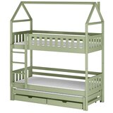 Molarem Home Drveni dječji krevet na kat Iga s tri kreveta i ladicom - olive - 180x80 cm - Bez madraca | shoptok.hr