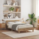 vidaXL Krevetni okvir od hrasta Umjetnički hrast Puni hrast 135 x 190 cm | shoptok.hr
