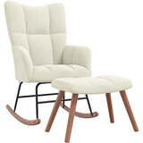The Living Store Gugalni stol s stolčkom kremno bel žamet - Gugalni Stol S Stolčkom, (21420587) | Shoptok.si