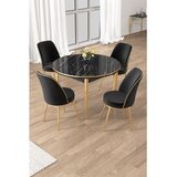 Hanah home trpezarijski set Osle, sto i 4 stolice, ploča u dekoru crnog mermera, zlatne noge, crna tkanina Babyface | Eponuda.com