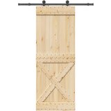 vidaXL Drsna vrata s kompletom vodil 85x210 cm trdna borovina u
