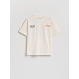 Reserved Pamučna majica s printom - krem | shoptok.hr