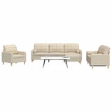  4-dijelni set sofa s tabureom i jastucima krem tkanina | shoptok.hr
