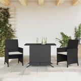  3-dijelni bistro set s jastucima crni od poliratana Crna | shoptok.hr