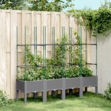 Maison Chic Cvetlično korito - Cvetlični Lonec z oporno mrežo svetlo sivo 160x40x142,5 cm PP, (21789075) | Shoptok.si