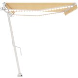 vidaXL Avtomatska tenda LED + senzor 500x350 cm rumena/bela | Shoptok.si