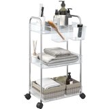 vidaXL Voziček za shranjevanje 3-nadstropna prozoren 37x28x68 cm akril | Shoptok.si