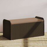 vidaXL Klupa za pohranu s jastukom smeđa 115x51x52 cm od poliratana Cijene