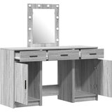  3-delni komplet toaletne mizice z LED svetlobo, siva, inženirski les, (22055056) | Shoptok.si