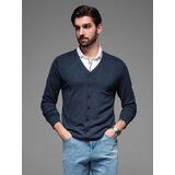 Ombre Men's knitted sweater with structured dots - navy blue Cijene