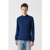 Avva Light Navy Blue Unisex Knitwear Sweater Half Turtleneck Non-Pilling Regular Fit cene