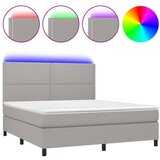  The Living Store Box spring postelja z vzmetnico LED sv. siva 160x200 cm blago - Box Spring Postelja, (21501405) | Shoptok.si