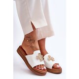 Kesi Women's leather platforms with decoration White Azera