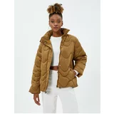 Koton Puffer Quilted Jacket Stand Collar Pocket Zipper