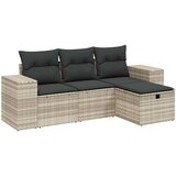 Maison Chic Seti vrtnega pohištva - Vrtna garnitura - Vrtni pohištvo set 4-delna z blazinami siv poli ratan, (21820417) | Shoptok.si