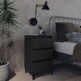 vidaXL Nočna omarica s kovinskimi nogami črna 40x35x69 cm | Shoptok.si
