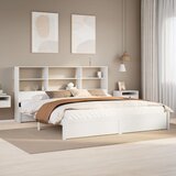 vidaXL Krevet s regalom z knjige bez madraca bijeli 200x200cm borovina Cijene