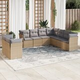  9-dijelni set vrtnih sofa s jastucima bež od poliratana 62 x 62 x 69 cm | shoptok.hr