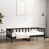  Dnevni ležaj crni 90 x 190 cm od masivne borovine | shoptok.hr